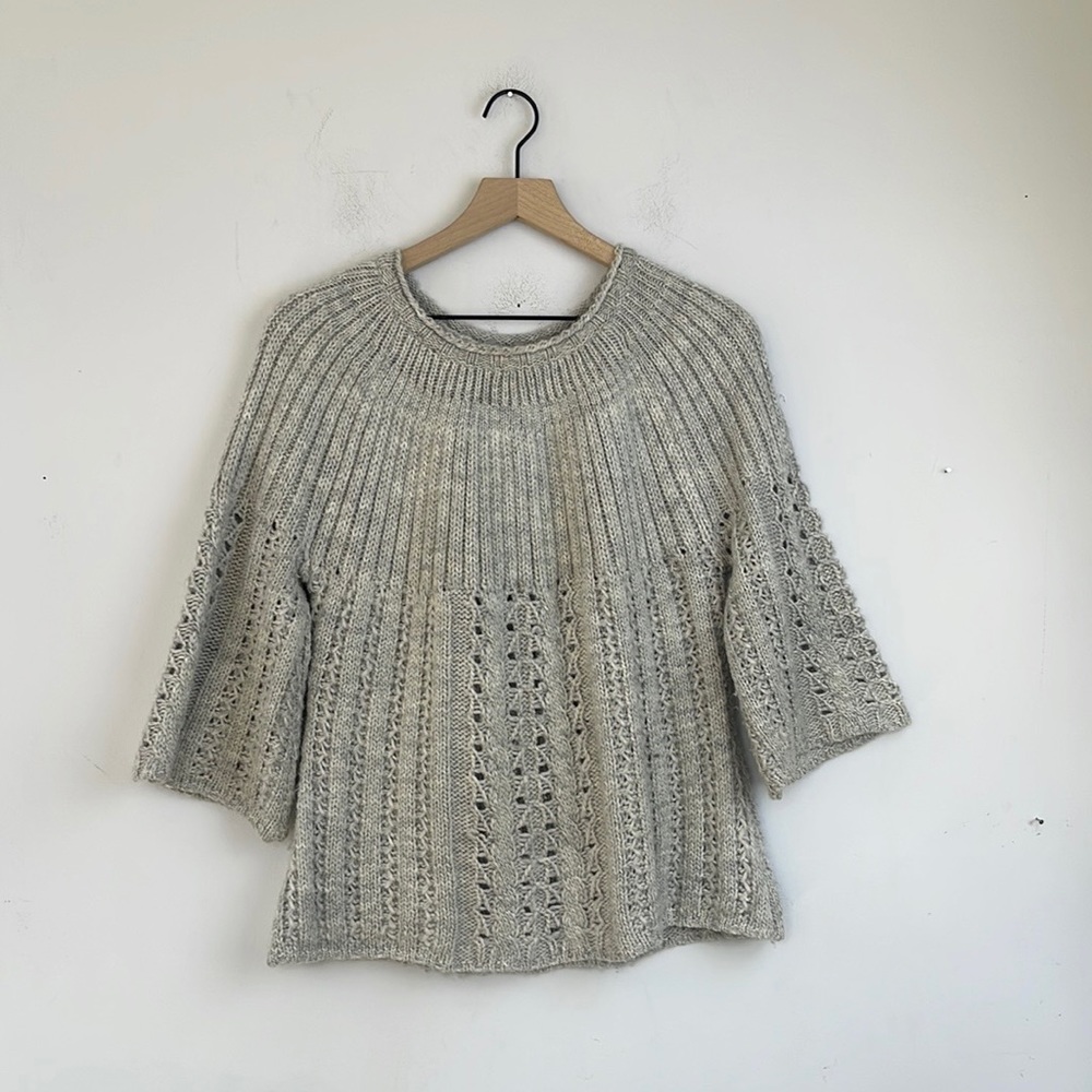Sundance 3/4 Sleeve Alpaca Knit Sweater Grey Size Medium